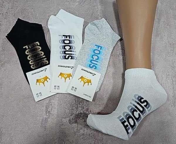 Шкарпетки Житомир "Limerence" 400-62 стрейч жін. (короткі) р. 36-40 -асорті -(Однотонні +збоку напис "FOCUS" з відтінком -короткі -стрейч)