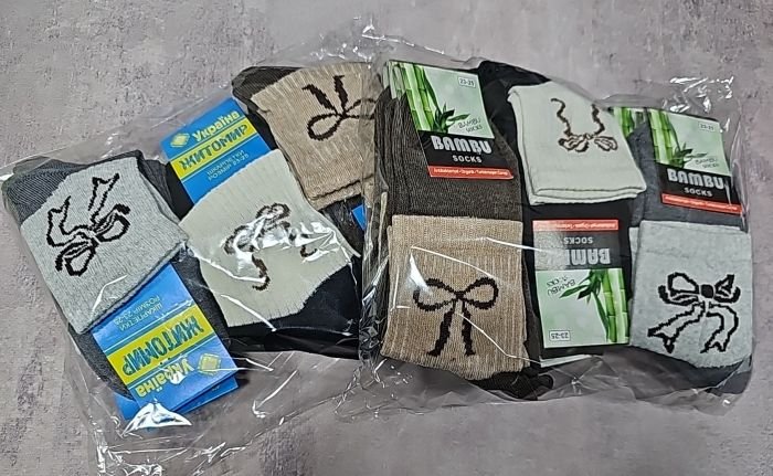 Шкарпетки "Житомир Преміум" 112-62 стрейч жіночі, р. 23-25 -випадкове асорті -(Двоколірні  +збоку бантики на широкій гумці в рубчик) -уп. 12 шт