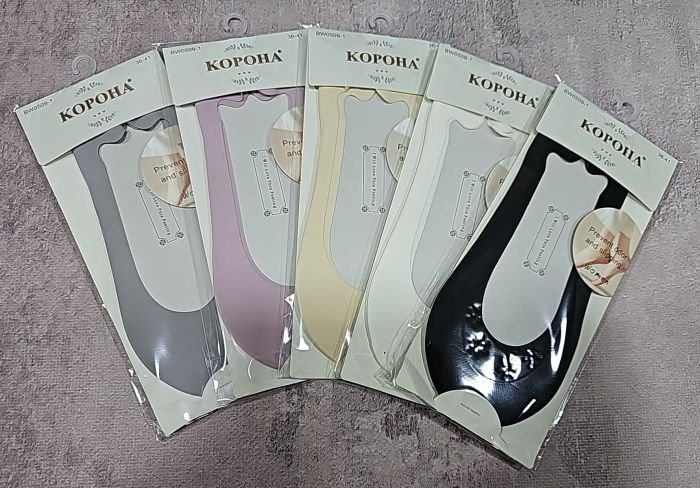 Шкарпетки-сліди "Корона" WB-0509-1 жіночі "човники" з лазерної мікрофібри та бавовняною стопою з гальмами +з силіконом на п'яті, р. 36-41 -асорті -(однотонні /гладкі підслідники) -уп. 10 шт