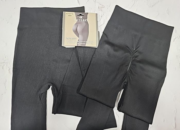 Лосини "Ластівка" 3101-3 /(667) безшовні еластичні в рубчик та позаду з ефектом пуш-ап (Push-up), р. 2XL/3XL-(50-52) -(чорні)