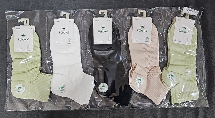 Шкарпетки "Корона" BY-902-2 сітка /бамбук жіночі, р. 37-41 -асорті -(сіточка /укорочені -однотонні +середня гумка в рубчик) -уп. 10 шт