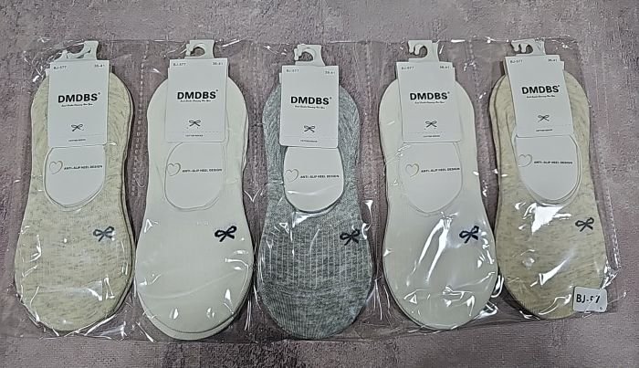 Шкарпетки-сліди "DMDBS" BJ-577 стрейч жіночі із силіконом на п'яті, р. 36-41 -асорті -(Однотонні в рубчик + спереду маленький вишитий бантик) -уп. 10 шт