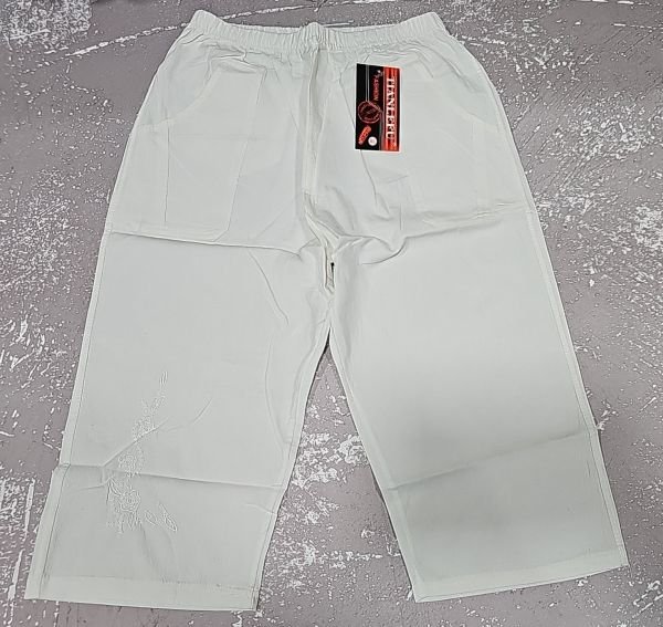 Бриджі жіночі "TIANLEFU" 98-2-О бавовна +льон з кишенями спереду та ззаду, р. Xl-(46-50) -(білі +вишивка)