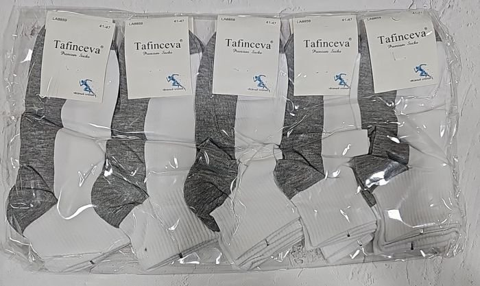Шкарпетки "Tafinceva" LА-8859 стрейч чоловічі, р. 41-47 -(Середні /сірий низ +білий верх з широкою гумкою в рубчик -чол.) - уп. 10 шт
