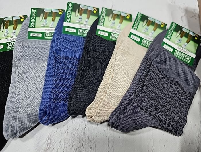 Шкарпетки Житомир "Master" С93-15 сітка-cotton чоловічі, р. 25-27, 27-29, 31-33 -(сітка -середні +з дрібним однотонним візерунком -чол.) -уп. 12 шт