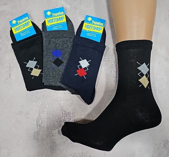 Шкарпетки Житомир "Преміум" 306-8 стрейч чоловічі, р. 40-45 -(випадкове асорті +збоку великі ромби -стрейч)