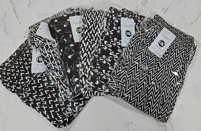 Лосини-султанки "ЗОЛОТО" 768 у рубчик з легкої шовковистої тканини +з боків кишені, низ на гумці манжеті, р. 3XL/6XL-(46-50), 7XL/10XL-(52-56) -(Чорно-білий мікс -без вибору забарвлення!!!)