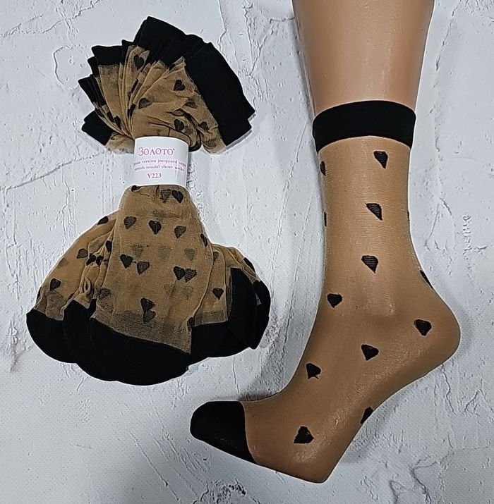 Шкарпетки капронові "Золото №1" Y-223-1 лайкра -(Візерунок №1 з чорним) -уп. 10 пар