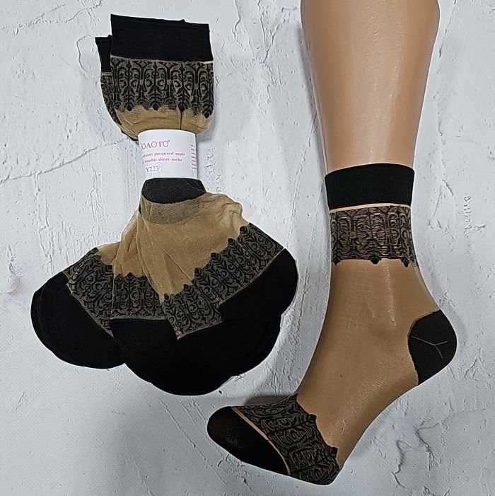 Шкарпетки капронові "Золото №2" Y-223-2 лайкра -(Візерунок №2 з чорним) -уп. 10 пар