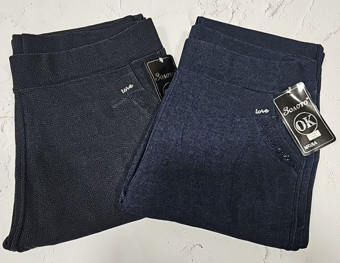 Лосини брючні "Золото" А-716-2 спереду і ззаду кишені, р. 10XL-(56), 11XL-(58), 12XL-(60) -(Сіро-синій меланж мікс)