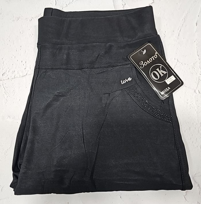 Лосини брючні "Золото" А-739-1 спереду і ззаду кишені, р. 10XL-(56), 11XL-(58) -(Чорні)