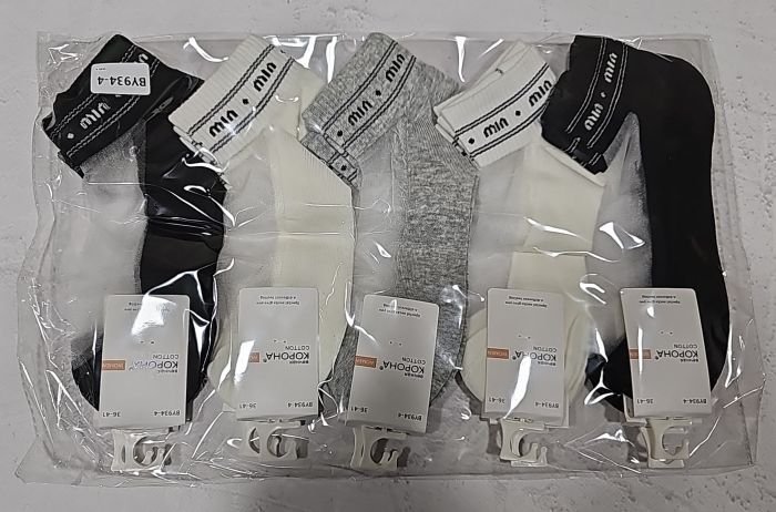 Шкарпетки "Корона" BY-934-4 стрейч жіночі, р. 36-41 -асорті -(Короткі /з прозорим верхом +на гумці написи min../min...на сірому /білому /чорному) -уп. 10 шт