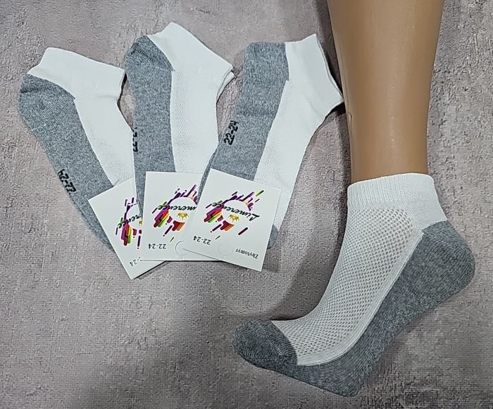 Шкарпетки Житомир "LIMERENCE" 00-40 сітка дитячі на розмір за довжиною стопи: р. 18-20, 20-22 см -(сіточка -білий верх +сірий низ -дитячі) -уп . 12 шт