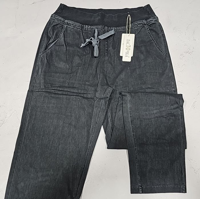 Джинси "Ласточка" 4089-11 стрейч-коттон +спереду та ззаду кишені, пояс на резинці, р. 3XL/4XL-(46-50) -уп. 1 шт