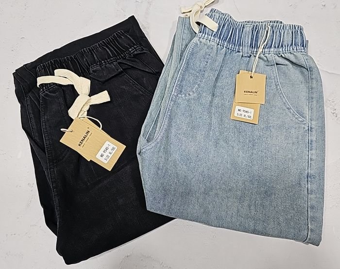 Джинси "Kenalin" 9545-1 із щільного джинс-котону, спереду та ззаду кишені, пояс на гумці, р. XL/2XL-(44-46), 2XL/3XL-(46-48), 3XL/4XL-(48-50), 4XL/5XL-(50-52) -(уп. 1 шт)