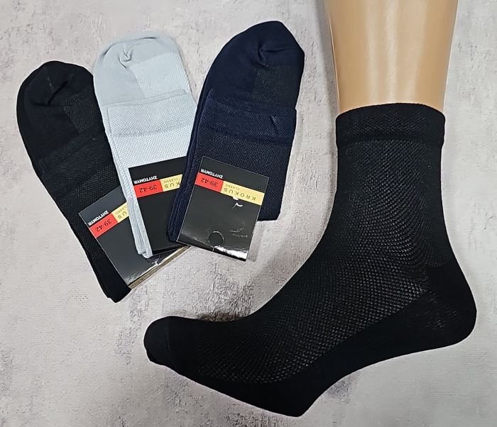 Шкарпетки Житомир "Krokus" 60-062 сітка /бавовна "середні" чоловічі (чорна етикетка), р. 42-45 -(100% -сітка -середні -асорті / чол.) -уп. 12 шт