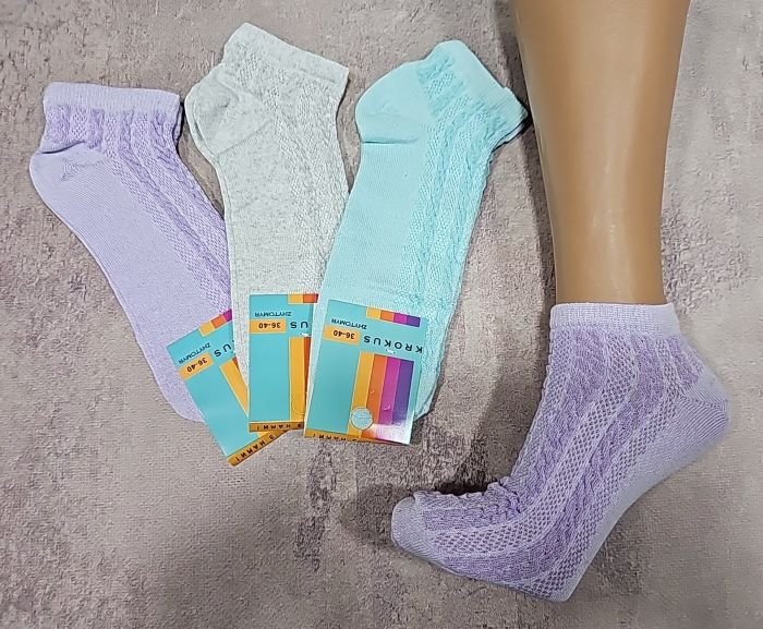 Шкарпетки Житомир "Krokus" 08-17 сітка -економ "короткі" жіночі, р. 36-40 -випадкове асорті -(сіточка +візерунок з колосків /короткі -економ) -уп. 12 шт