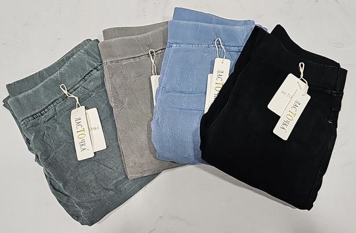 Джинси "Ласточка" 4053-1 стрейч-котон +спереду та ззаду кишені, пояс на резинці, р. 5XL-(50-52), 6XL-(52-54), 7XL-(54-56) -уп. 1 шт