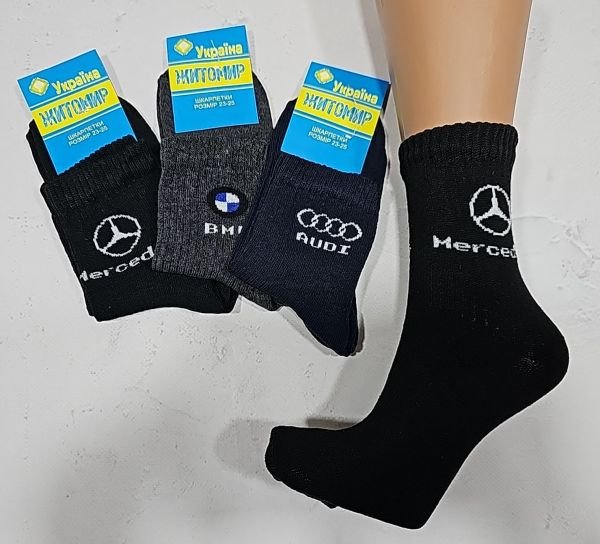 Шкарпетки "Житомир Преміум" 112-68 стрейч підліткові /універсальні, р. 23-25 -випадкове асорті -(Однотонні +на гумці в рубчик вишивка емблем машин -універс.) -уп. 12 шт