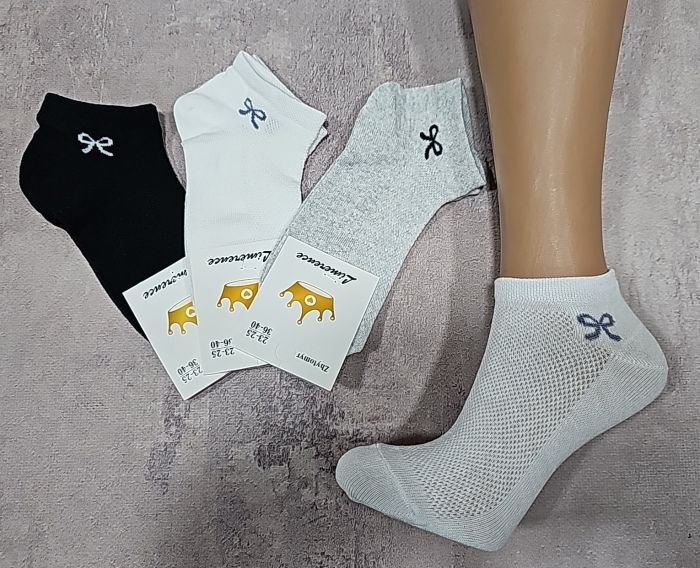 Шкарпетки Житомир "Limerence" 03-59 сітка жіночі короткі, р. 36-40 -асорті -(сіточка -однотонні +збоку під гумкою маленький бантик) -уп. 12 шт