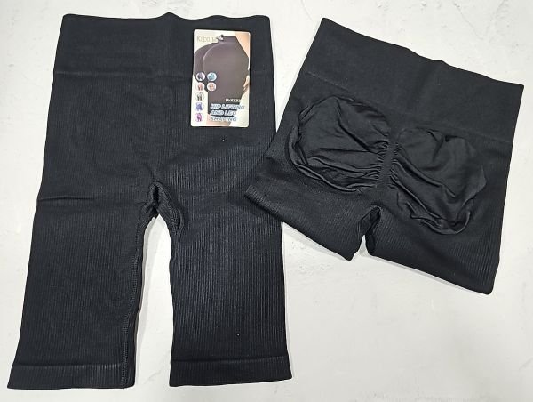 Треки /велосипедки "Король" G-7119 подовжені безшовні в рубчик з утяжкою +позаду ефект пуш-ап (Push-up) +зверху широкий пояс, р. М-3XL-(40-46) -(чорні)