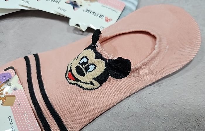 Шкарпетки-сліди "Алия" Н-001+2 стрейч жіночі, р. 35-40 -асорті -(однотонні /кольорові +спереду мордочка Міккі з вушками +смужки) -уп. 10 шт