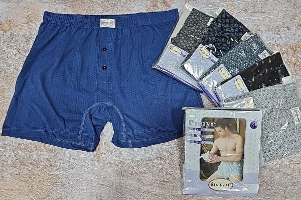 Сімейні труси чоловічі "ДОРЕМІ" 401-п бавовняні з ґудзиками, р. 4 -(р.50) -випадковий мікс забарвлень -(уп. 12 шт)