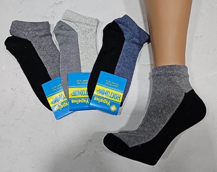 Шкарпетки "Житомир Преміум" 112-69 стрейч жіночі, р. 36-40 -асорті -(короткі -половинки -з темним -жін.) -уп. 12 шт