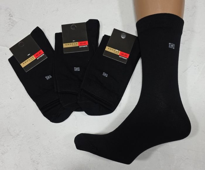 Шкарпетки Житомир "Krokus-CLASSIC" 138-1 cotton-стрейч чоловічі "Класика-високі-бавовна", р. 39-42, 45-47 -(чорні /cotton -класика-високі) -уп. 12 шт