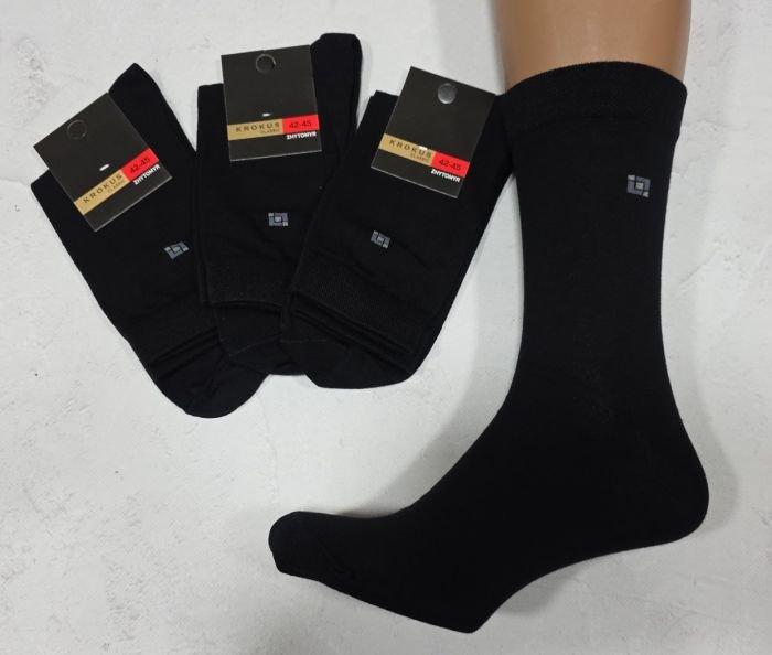 Шкарпетки Житомир "Krokus-CLASSIC" 138-1 cotton-стрейч чоловічі "Класика-високі-бавовна", р. 39-42, 45-47 -(чорні /cotton -класика-високі) -уп. 12 шт