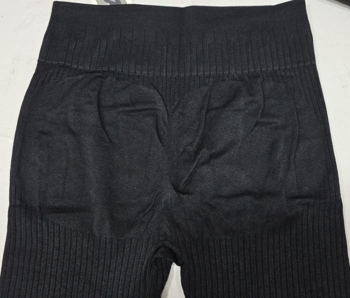 Лосини "Kenalin" 0925 безшовні щільні в широкий комбінований рубчик +позаду ефект пуш-ап (Push-up) +зверху широкий пояс, р. 3ХL/6XL-(46-50) -(чорні)