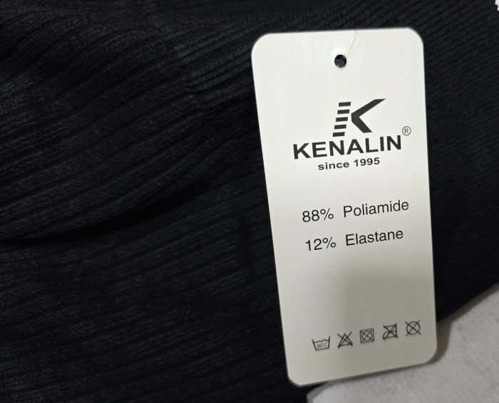 Лосини "Kenalin" 0925 безшовні щільні в широкий комбінований рубчик +позаду ефект пуш-ап (Push-up) +зверху широкий пояс, р. 3ХL/6XL-(46-50) -(чорні)