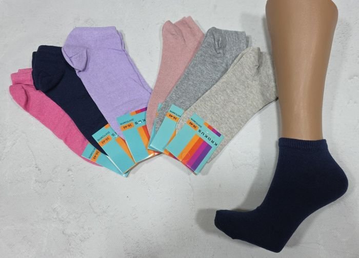 Шкарпетки Житомир "Krokus" 770-4 економ /стрейч жіночі, р. 36-40 -випадковий мікс в уп. -("економ" короткі -кольорові асорті -стрейч) -уп. 12 шт