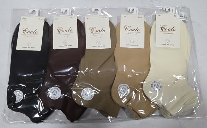 Шкарпетки "COALO" ВY-7115 стрейч /cotton жіночі, р. 36-41 -(Однотонні /кавовий мікс укорочені +гумка в рубчик) - уп. 10 шт
