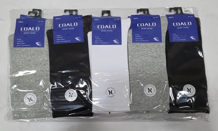 Шкарпетки "COALO" 9800-М стрейч /cotton чоловічі, р. 41-47 -(Теніс/ асорті однотонні -чол.) - уп. 10 шт