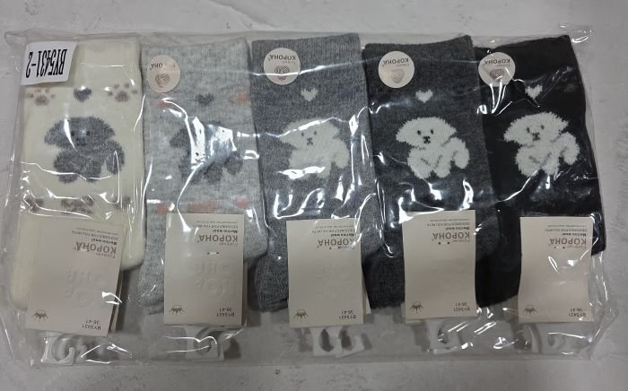 Шкарпетки "Корона" ВY-5431-2 мериносова /овеча вовнажіночі, р. 36-41 -асорті -(Високі/ однотонні +під гумкою великий песик) -уп. 10 шт