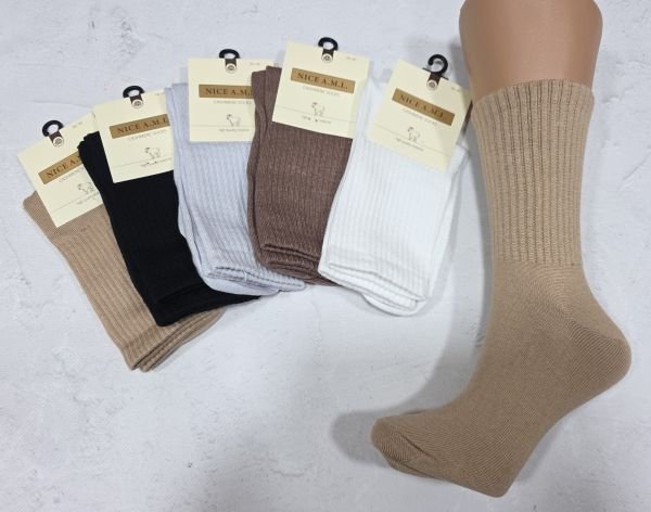 Шкарпетки "NICE A.M.L." 821-КМ кашемірові жіночі, р. 36-40 -асорті -(Кашемір /кавовий мікс -однотонні +з високою гумкою в рубчик) -уп. 10 шт