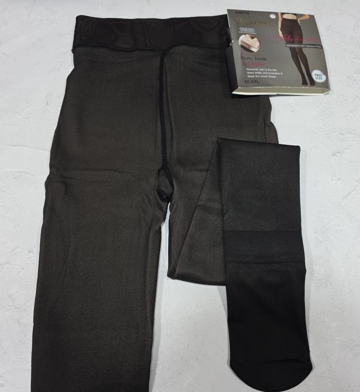 Колготки "Золото" А-9019 на хутрі до стопи з імітацією тонких колготок на бежевій основі та з ефектом голих ніжок, щільність 1200 den, р. М-4XL -(46-52 /1 шов) -уп. 1 шт