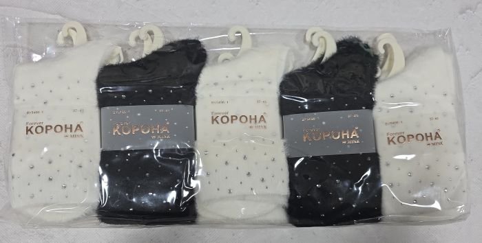 Шкарпетки "Корона" ВY-5496-1 норка жіночі, р. 37-41 -асорті -(Чорні +білі з камінцями під гумкою) -уп. 10 шт