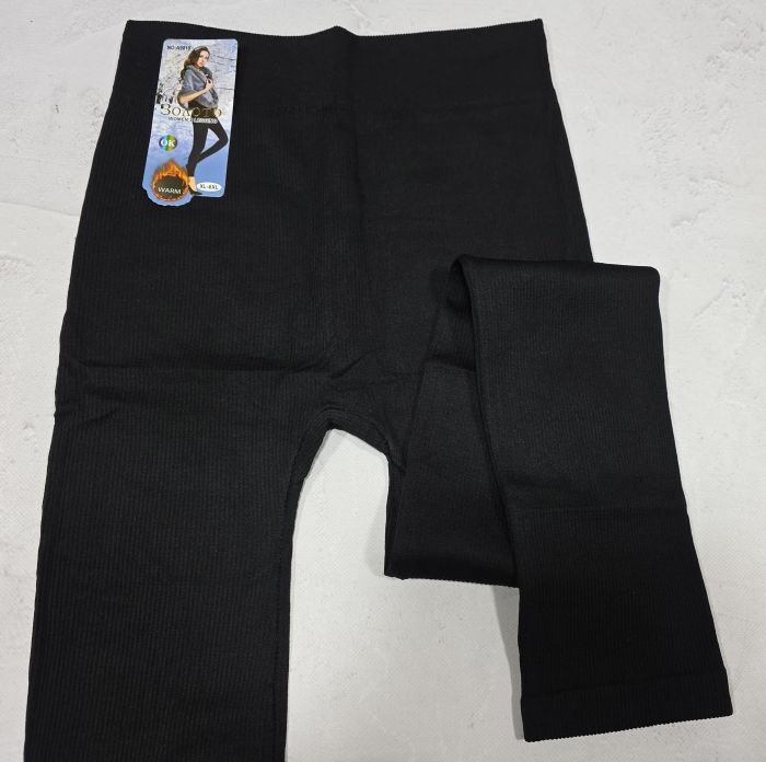 Лосини "Золото" А-9018 безшовні в рубчик на тонкому хутрі, р. XL-6XL-(44-48) -(чорні)