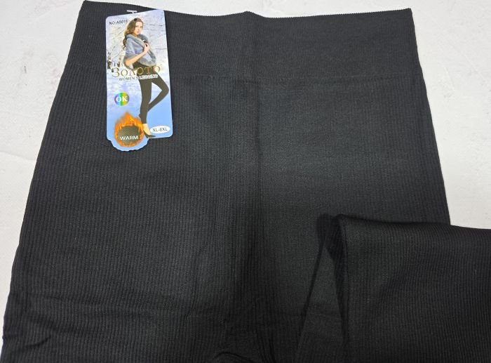 Лосини "Золото" А-9018 безшовні в рубчик на тонкому хутрі, р. XL-6XL-(44-48) -(чорні)