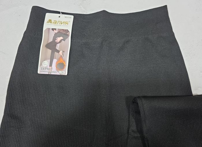 Лосини "Алия" С-04 безшовні в рубчик на байці, р. L/7XL-(46-50) -(чорні)