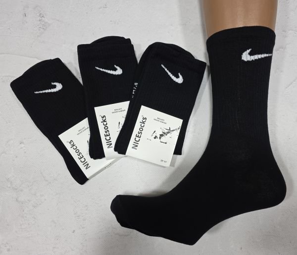 Шкарпетки "NiceSocks" B-725-N Чорні стрейч/ cotton чоловічі, р. 40-45 -(Чорні -cotton-Теніс +значок) -уп. 10 шт