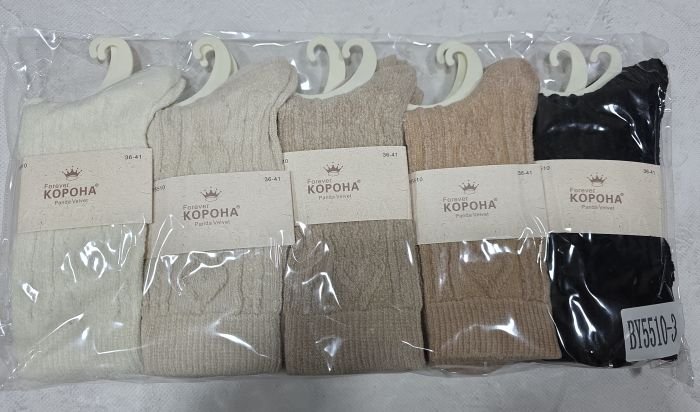 Шкарпетки "Корона" ВY-5510-3 панда вельвет жіночі, р. 36-41 -асорті -(однотонні в рельєфній візерунок з ромбами) -уп. 10 шт