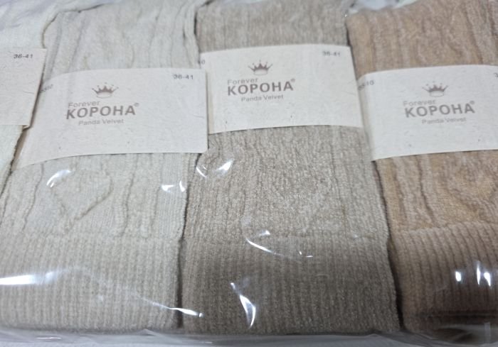 Шкарпетки "Корона" ВY-5510-3 панда вельвет жіночі, р. 36-41 -асорті -(однотонні в рельєфній візерунок з ромбами) -уп. 10 шт