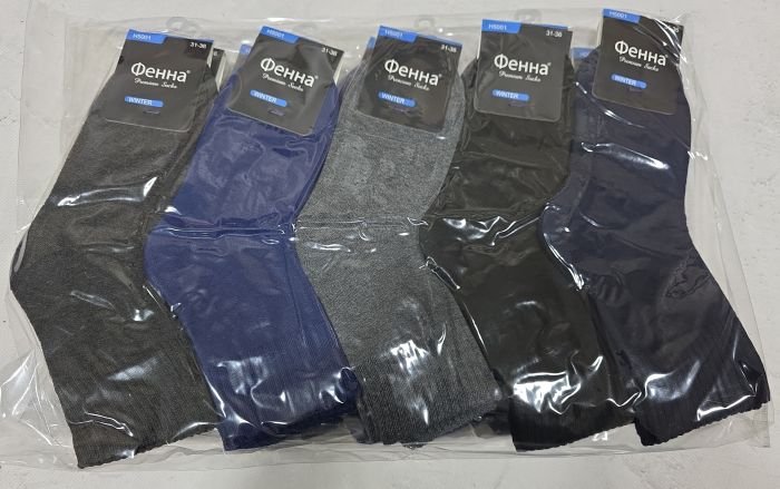 Шкарпетки "Фенна" Н-5001-2 махрові підліткові р. 36-40 -асорті -(Хлопчик -однотонні з широкою гумкою в рубчик) -уп. 10 шт