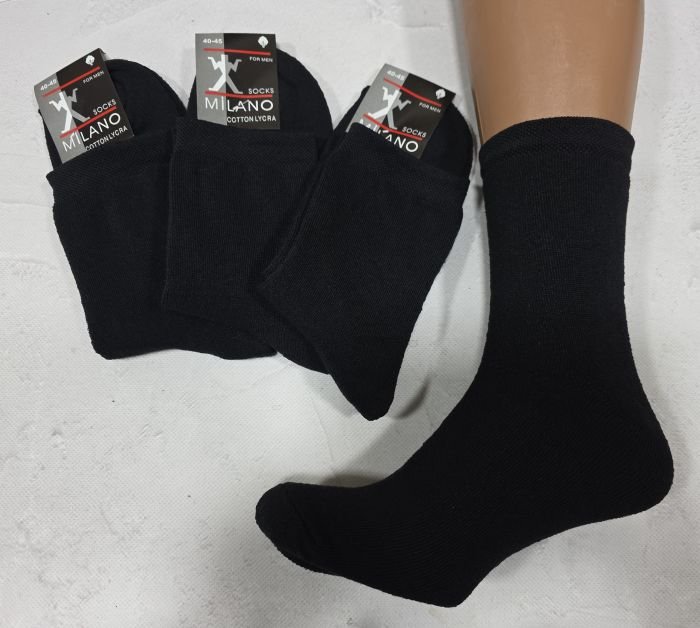Шкарпетки Житомир "Преміум-MILANO" 3001-30 махрові чоловічі, р. 40-45 -(Махра -чорні /однотонні) -уп. 12 шт