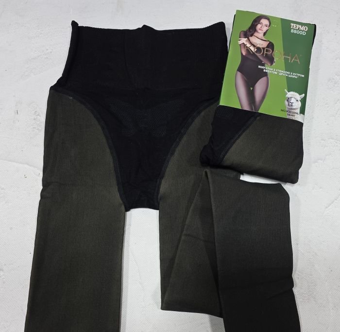 Колготки "Корона" KW-2006-1 /54-60 на хутрі до стопи +з імітацією тонких та з ефектом голих ніжок, зверху підтримуючі трусики з ефектом push-up, на р. 50-54 -уп. 1 шт