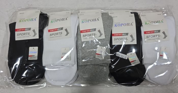 Шкарпетки "Корона" BY-2171-1 напівмахрові/ махровий слід жіночі, р. 37-42 -(Термо /Однотонні +з широкою гумкою в рубчик +махрова підошва /стопа -жін.) - уп. 10 шт