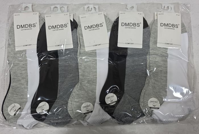Шкарпетки "DMDBS" AS-019 стрейч /cotton чоловічі, р. 41-47 -асорті -(Короткі /комбіновані "половинки") -уп. 10 шт